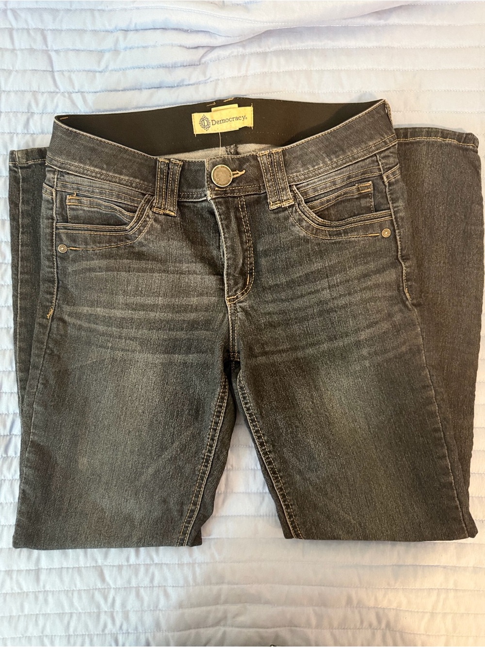 Democracy Women's Blue Skinny Jeans with Subtle Fade
